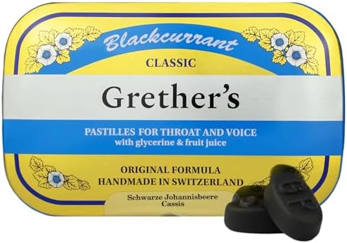 GRETHER'S Pastilles Blackcurrant Formula for Dry Mouth and Sore Throat Relief - 24 Lozenges, 60g