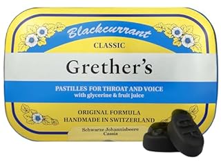 GRETHER'S Classic Blackcurrant Pastilles – Premium Swiss Throat Lozenges for Dry Mouth & Throat Comfort – Rich in Vitamin C, Intense Fruit Flavor – Gluten & Lactose Free – 2.1 oz