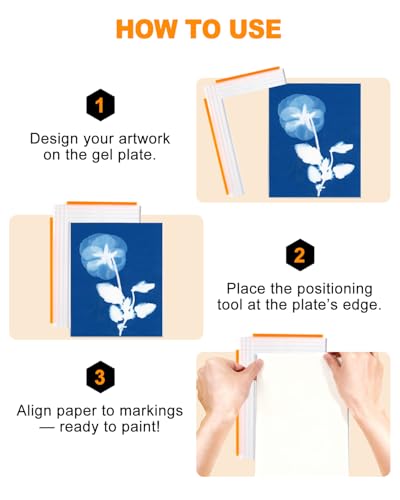 UCEC 3 Pack Paper Positioning Tool (6×8 inch) with Brayer Roller Set, Gel Plate Printing Tool with 2 Rubber Rollers (2.4in& 4in) for Crafting, L Square Ruler for Paper Alignment Gel Plate Printmaking — view 4