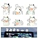 6 Pcs Luminous Cow Car Dashboard Decorations for Women Men, Cute Cow Car Ornaments for Dashboard Decor, Mini Cows Figurines Cars Interior Accessories for Home Office Desk Decor