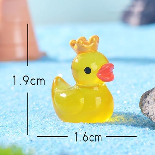 8pcs Luminous Resin Mini Yellow Duckling Glow-in-The-Dark Ducks Figurines for DIY Aquarium Garden Decor — view 8