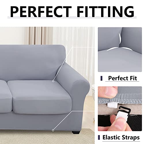 Hyha Chair Covers, Stretch Couch Covers, 2 Pieces Chair Slipcovers For A Separate Cushion Couch Sofa, Washable Furniture Protector For Living Room (Armchair, Light Gray) #TOP6