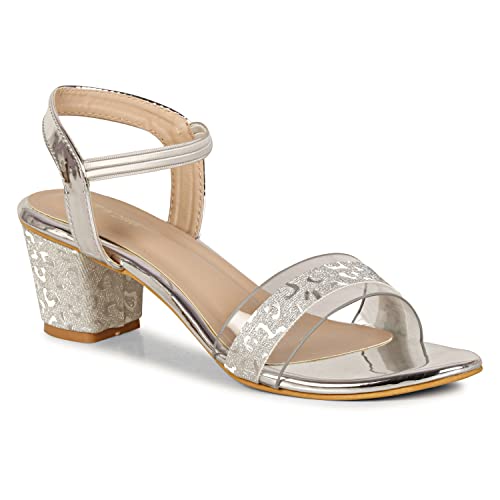 Image of Smart & Sleek Transparent Block Heels Sandals for Women & Girls-AB55