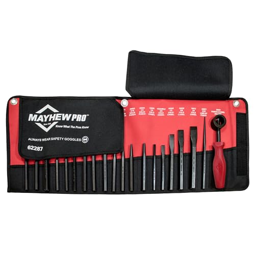 Mayhew Tools 62287 Punch and Chisel Set, Black Oxide Finish, 20-Piece SAE