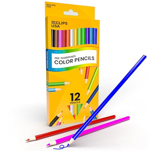 E-CLIPS USA Colored Pencils Bulk, Colored Pencils For Kids Or Adults, Map Coloring pencils, 12 Per Box, Box May Vary (1 Box)