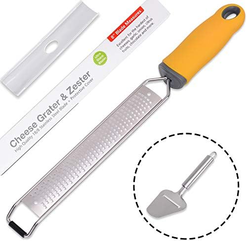 Long Cheese Grater ย Handheld Lemonย Zesterย Tool with Non-Slip Handle and Protective Cover 18/8 food-Grade Stainless Steel Razor Sharp Blade