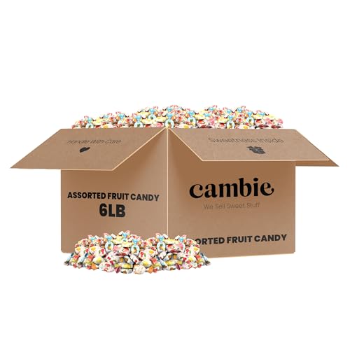 Assorted Fruit Hard Candy Individually Wrapped by Cambie, 6 lbs of Bulk Candy with a Deliciously Sweet Hard Exterior with a Soft, Decadent Filled Center