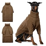ASENKU Suéter Extragrande para Perro, suéteres para Perros extragrandes, Sudadera para Mascotas, Ropa de Cuello Alto, suéter de Invierno para Doberman, Gran danés (café, 4XL)