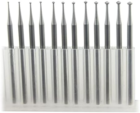 Luo ke 12 Pcs 90º Hart Burr - 3 32'' Shank 90 Degree Heart Burs Jewelry Engarving Bits Lapidary Burr Set (007-023)