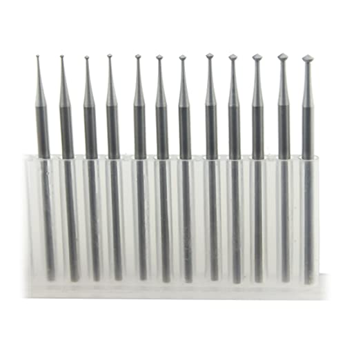 Luo ke 12 Pcs 90º Hart Burr - 3 32'' Shank 90 Degree Heart Burs Jewelry Engarving Bits Lapidary Burr Set (007-023)
