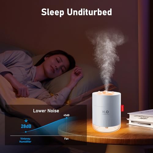 Image of 500ml cold mist humidifier 1set + 2 pieces matching cotton filter element. Automatic shutdown without water, silent air humidifier with night light, ultrasonic humidifier with 10~16 working hours