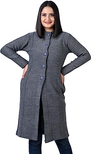 Image of TWENTY ME Winter Wear Casual Acrylic Wool Full Sleeve with Pockets Women's Extra Long Cardigans (4328)