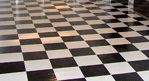 Thaisan7 Black White Checkered Checkerboard Garage Kitchen 8' Wide Sheet Vinyl Flooring Livable Home Special Relax Decor Improvment (8'x12')