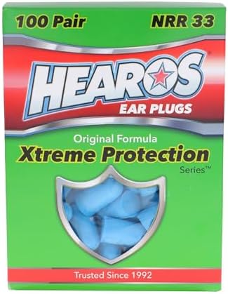 HEAROS Xtreme Foam Earplugs, 33dB NRR Ear Plugs, 100 Pairs, Foam Ear Plugs Noise Reduction & Hearing Protection
