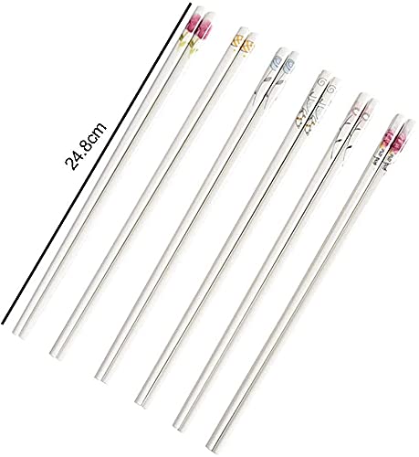 Baguettes en métal Baguettes Baguettes réutilisables Baguettes de Cuisine 10 pailaine Blanche, Baguettes Chinoises en céramique pour Un Usage Familial Sushi Nouilles Hot Pot Baguettes Dishwa