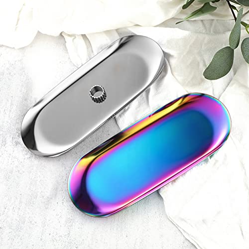 2 Pack Different Sizes Of Stainless Steel Decorative Tray Dresser,Any Match,Oval Cosmetic Jewelry Storage Tray Perfume Tray Candle Tray Key Tray Gold Tray Stainless Steel Towel Tray（Gradient Color） #TOP2