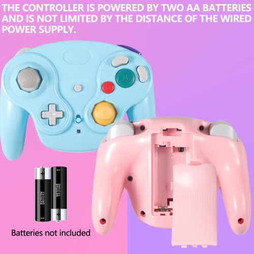 Dliaonew 2.4G Wireless Gamecube Controller, Classic Gamecube Wii Controller With Receiver Adapter For Wii Gamecube Ngc (Pink And Blue) #TOP5