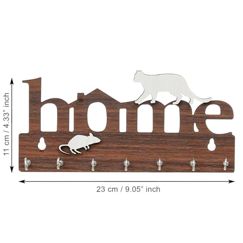 Image of Webelkart Premium Home Keys Wooden Key Holder (29 cm x 13.5 cm x 0.4 cm, Wood) 7 Hook - Decorative Items for Home Decor (Wood Color)