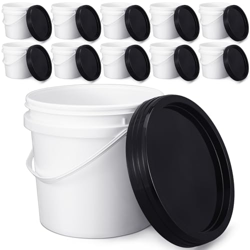 Gerrii 10 Pack 1.3 Gallon Bucket Pail Container with Lid and Handle