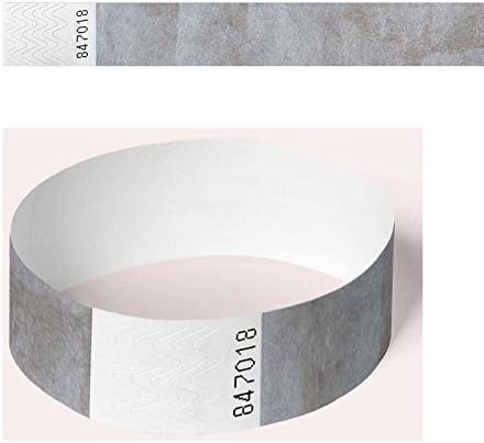 100 Pack of 1" Silver Tyvek Wristbands, Plain, Paper Like For Parties, Security, Festivals and Events
