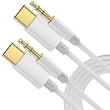 USB C to 3.5mm Audio Cable [2 Pack,4FT], Aux to USB C Headphone Jack Adapter, Hi-Fi DAC Dongle Aux Cord Compatible with iPhone 17/16/15 Pro Max,Samsung S25/S24/S23,iPad Pro, Pixel, Car Stereo
