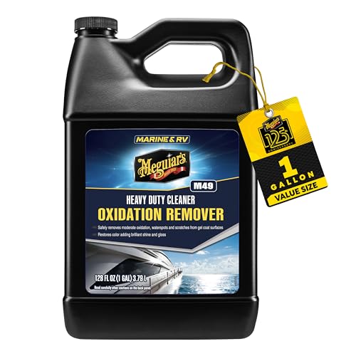 Meguiar's M4901 Marine/RV Heavy Duty Oxidation Remover, Water Spot, Stain, and Boat Scratch Remover for Vehicles with Gel Coat and Fiberglass Surfaces, 1 Gallon by Meguiar's - Used condition - US$36.62