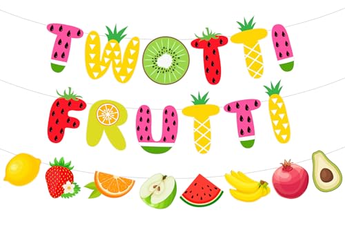 Cheereveal Twotti Frutti Birthday Banner Twotti Frutty Pear Watermelon Orange Bunting Garland Summer Fruit 2nd Birthday Party Decorations