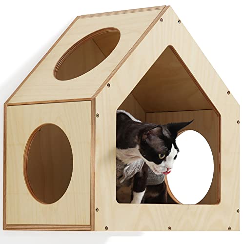 Fukumaru Cat Bed Wall Mounted, Wooden Cat Furniture, Cat's House, Cats Perch, Cat Tree, Cat Shelves (Birch Plywood) #TOP23
