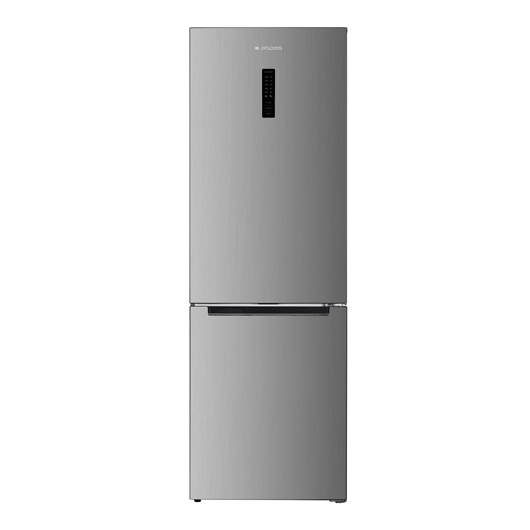 Aspes Frigorífico Combi Inox 2 Puertas. AC185607ENFDX, Capacidad 402 Litros, No Frost, Motor Inverter, Bajo Nivel Sonoro, Puerta Reversible, Apertura Tipo Uñero, Clasificación Energética E