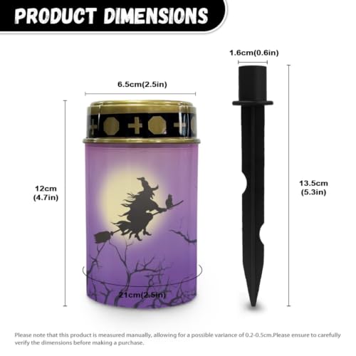 Image of 2 Pcs Witch Cemetery Solar Lights Flameless Candles | Waterproof Grave Lights Cemetery Decor, Halloween Solar Powered Landscape Light for Grave Memorial Gift, Outdoor Use