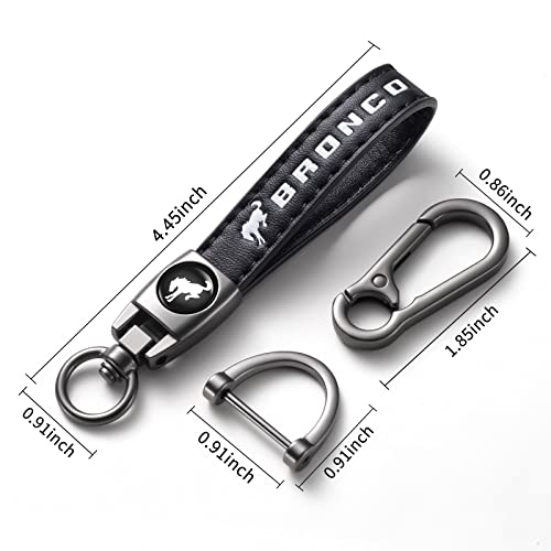 Tsisun Genuine Leather Car Keychain Keyring Accessories Compatible With Bronco Car Key Chain Family Present For Man And Woman（Black） #TOP1