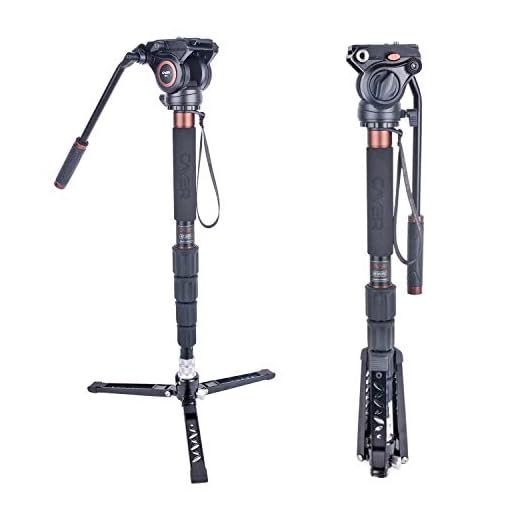 Cayer AT35 Camera Monopod Kit, 68 inch Aluminum Telescopic Video Monopod Leg with H4 Fluid Head and SV5 Tripod Base for DSLR Video Camera Camcorders, Plus 1 Extra Quick Release Plate [Upgraded]