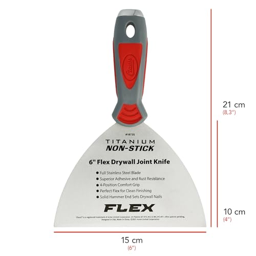 Clauss Spachtel 6 (15,2 cm) mit flexibler Klinge in Profiqualität | Titanium Edelstahlklinge mit Antihaftbeschichtung | rutschfester & ergonomischer Griff | ideal für Ausbesserungsarbeiten | 18735