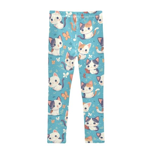 Cute Cats Girls' Leggings Toddler Doodles Butterflies Kids Yoga Pants Dance Active Tights 4T2