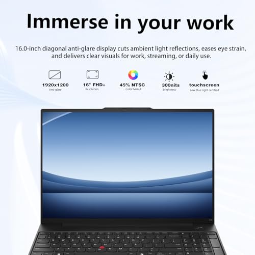 Image of PCONLINE Lenovo ThinkPad E16 Business AI Laptop, 16 inch FHD+ Anti-Glare Touchscreen, Intel Core Ultra 7 155U, 64GB DDR5, 2TB SSD, Fingerprint, Backlit KB, HDMI, 1080p Webcam, Wi-Fi 6, Windows 11 Pro