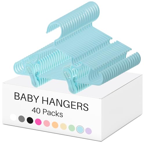 Hsei Baby Hanger with Clip for Pant,120 Packs Total,Sky Blue,10.6 Inch