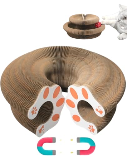 Funny Accordion-Style Foldable Honeycomb Corrugated Cardboard Cat Scratcher, Animal Teasing Gadget Wand, Kitten Interactive Exercise Toy (1PCS)