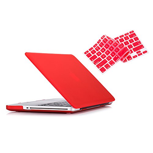 RUBAN Case Compatible with MacBook Pro 13 inch 2012 2011 2010 2009 Release A1278, Plastic Hard Case Shell and Keyboard Cover for Older Version MacBook Pro 13 Inch with CD-ROM - Red