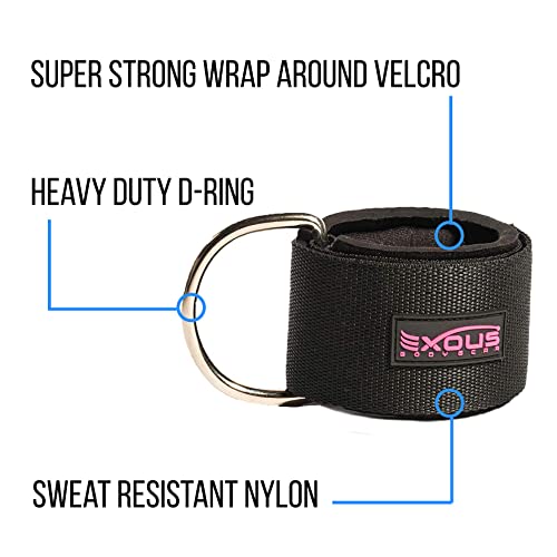 EXOUS BODYGEAR Comfortable Padded Ankle Strap for Cable Machine - Thick Cushioning Stays in Place Durable for Kickbacks - Donkey Kicks Leg Workouts