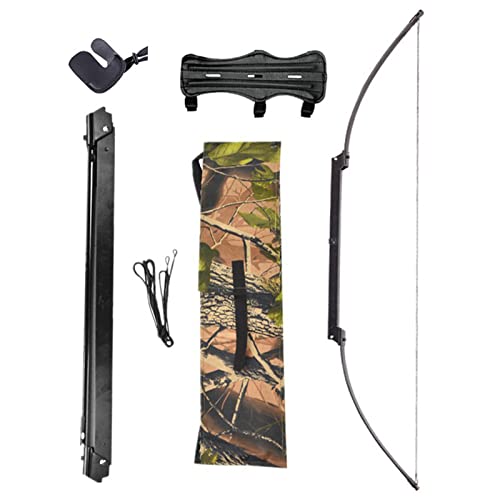 Folding Archery Bow Hunting Straight Bow Metal Recurve Bow Hunting Bow Set Survival Bow Foldable for Target Hunting Shooting (Type2)