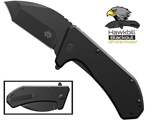 Off-Grid Knives - OG-850B Hawkbill Blackout, Hard Use EDC Folding Knife - Titanium