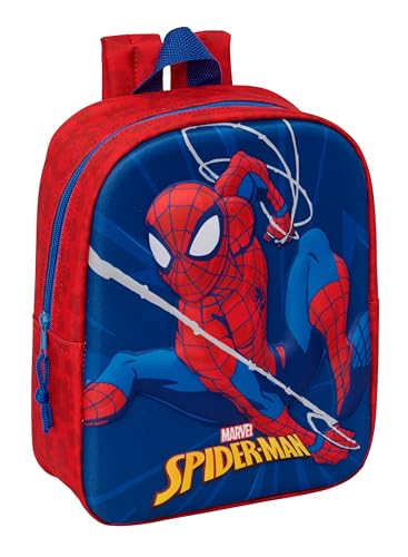 SPIDERMAN - Mochila de Guardería 3D, Fácil Limpieza, Ideal para Niños de Diferentes Edades, Cómoda y Versátil, Calidad y Resistencia, 22x10x27 cm
