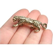 Vintage Tiger King Figurine, Brass Animal Ornament, Gold Antique Copper Desk Decor Collectible Figurines