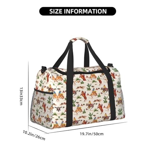 Sac de sport cowboy résistant imprimé cheval noir taille unique