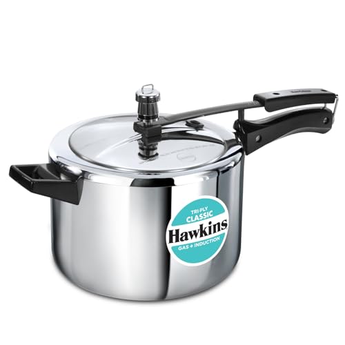 Hawkins Classic 5 Litre Tri-Ply Pressure Cooker, Triply Stainless...
