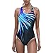 Produktbild Veranobreeze Damen-Badeanzug mit athletischem Druck, Trainingsbadebekleidung, Racerback-Wettkampf-Badeanzug für Frauen (Aurora Blau, EU38)