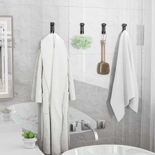 Josmimic 6 Pack Self Adhesive Wall Hooks for Hanging: Extra Strong 13 LB, Hook for Coat, Towel in Bathrooms, Shower, Kitchen, Wall, Door Hook, Black by Josmimic - Image 4