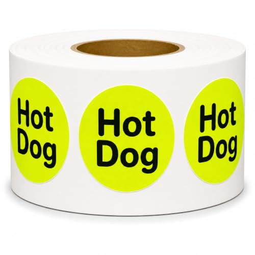 ChromaLabel Hot Dog Stickers, 3/4 Inch Round Food Labels for Deli, 500/Roll