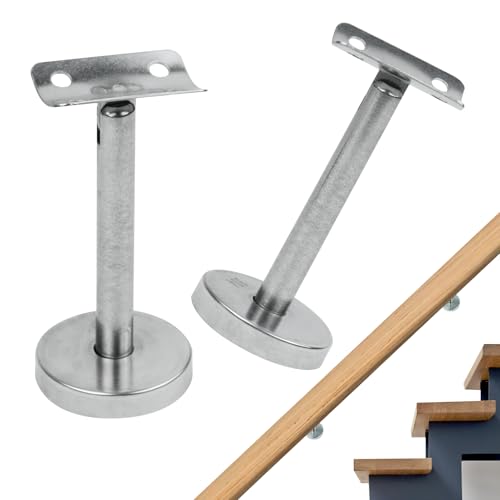 Support de Main Courante Réglable, 2 Pièces Support Rampe Escalier Acier Inoxydable Supports Muraux pour Couloirs Fixation Main Courante Murale pour Support...