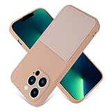 MZELQ iPhone 13 Pro Case Card Holder Pink Sand Liquid Silicone Soft Screen Protector Cover Shockproo